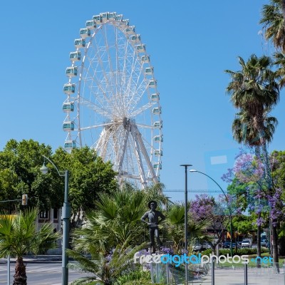 Giant Ferris Wheel Operating In The City Of Malaga Stock Photo