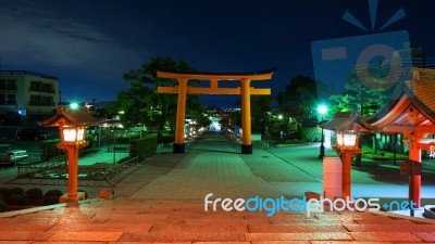 Giant Red Torii Gate Of Fushimi Inari Stock Photo