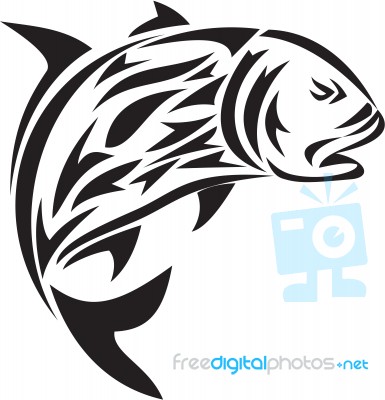 Giant Trevally Jumping Tribal Art Stock Image