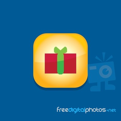 Gift Box Button Icon Flat   Illustration  Stock Image