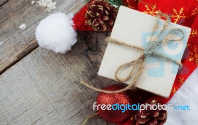 Gift Box On Wooden Stock Photo