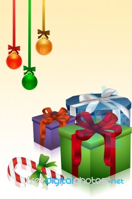 Gift Box With Christmas Bauble Stock Image