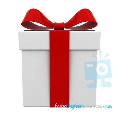 Gift Box With Red Ribbon Stock Image