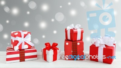 Gift Boxes And Present Background Stock Photo