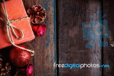 Gift Boxes On Wooden Floor Stock Photo