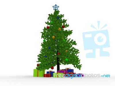 Gift Boxes Under Christmas Tree Stock Image