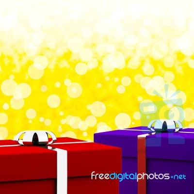 Gift Boxes With Bokeh Background Stock Image