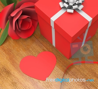 Gift Card Indicates Heart Shape And Flora Stock Image