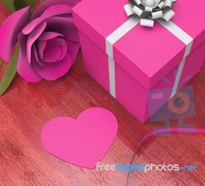 Gift Card Indicates Valentines Day And Celebration Stock Image