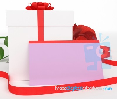 Gift Card Shows Package Romantic And Box Stock Image