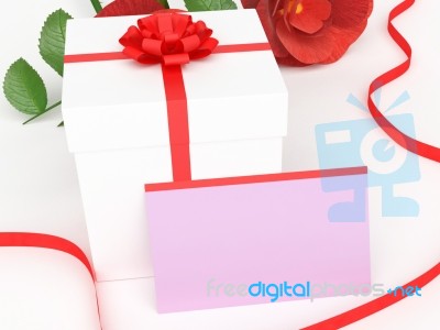 Gift Card Shows Presents Rose And Petal Stock Image