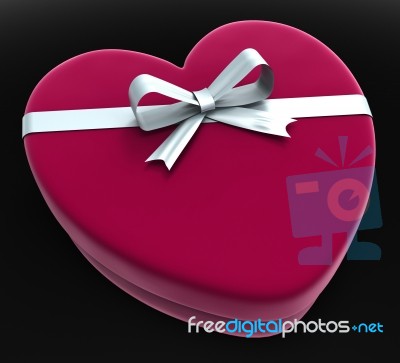 Gift Heart Means Valentine Day And Gift-box Stock Image