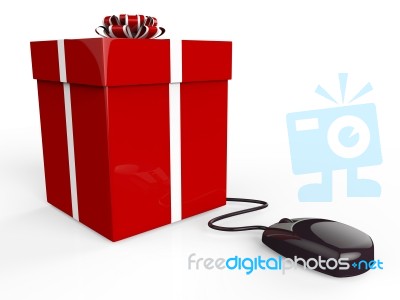 Gift Online Means World Wide Web And Box Stock Image