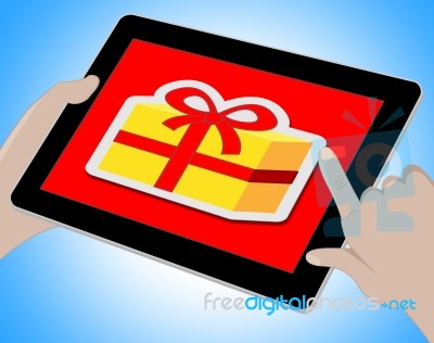 Gift Online Shows Internet Present 3d Illustration Stock Image