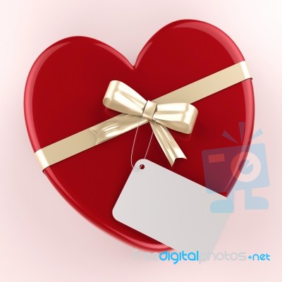 Gift Tag Indicates Heart Shape And Gift-box Stock Image