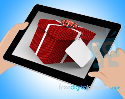 Gift Tag Represents Blank Space And Copy Tablet Stock Image