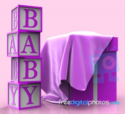 Giftbox Baby Represents Surprises Giving And Youngster Stock Image