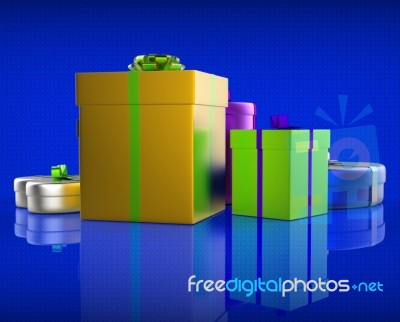 Giftbox Giftboxes Represents Celebrations Celebrate And Party Stock Image