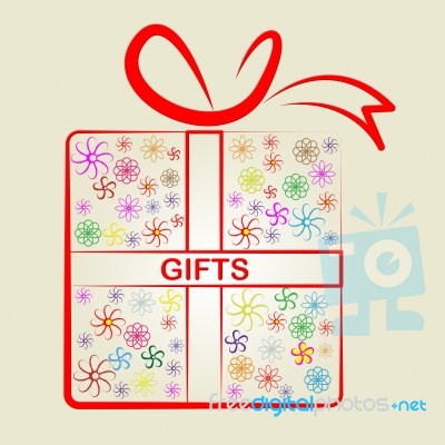 Giftbox Gifts Shows Giving Present And Celebrate Stock Image