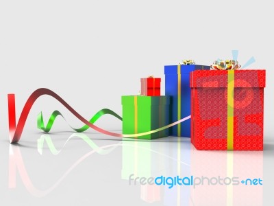 Giftboxes Celebration Means Cheerful Joy And Celebrate Stock Image