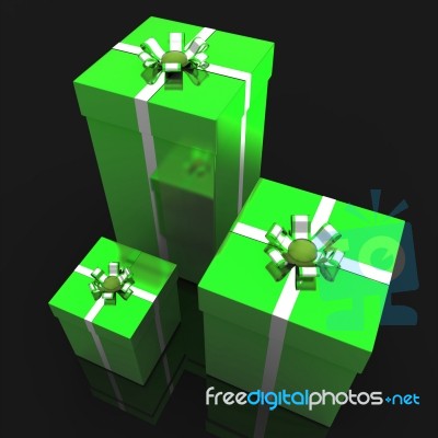 Giftboxes Celebration Means Wrapped Celebrate And Occasion Stock Image