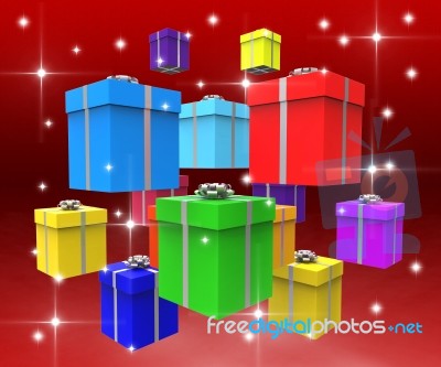 Giftboxes Celebration Shows Present Giving And Presents Stock Image