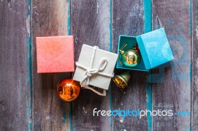 Gifts On A Wooden Floor Stock Photo