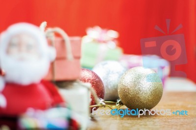 Gifts On Wooden Stock Photo