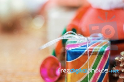 Gifts On Wooden Floors Stock Photo