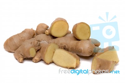 Ginger Root Isolated On White Background Stock Photo