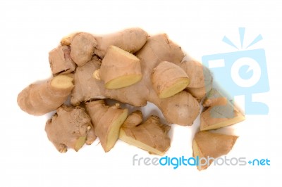 Ginger Root Isolated On White Background Stock Photo