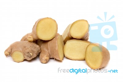 Ginger Root Isolated On White Background Stock Photo