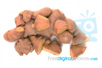 Ginger Root Isolated On White Background Stock Photo