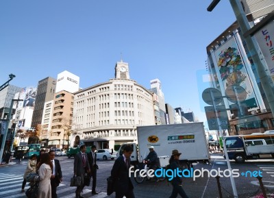 Ginza, Japan - Nov 26 : Ginza Crossroad Taken On November 26, 20… Stock Photo