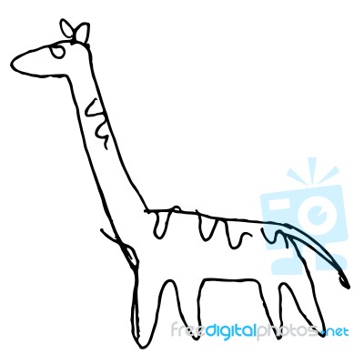 Giraffe Doodle Hand Drawn Stock Image