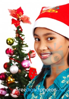 Girl Celebrating Christmas Stock Photo