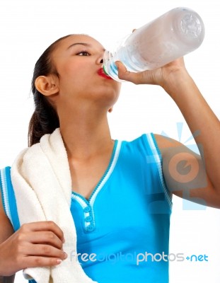 Girl Drinking Water Stock Photo