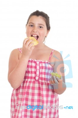 Girl Eating Chips Stock Photo