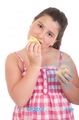 Girl Eating Chips Stock Photo