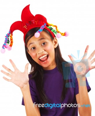 Girl Having Fun At Party Stock Photo