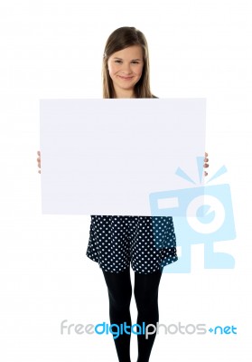 Girl Holding Blank Board Stock Photo