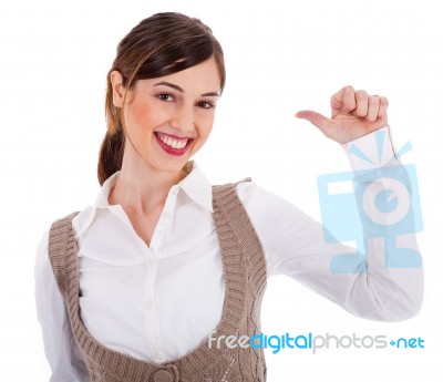 Girl Holding Hand Up Stock Photo