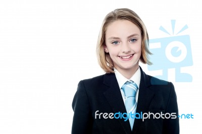 Girl In A Business Suit, Isolated On White Stock Photo