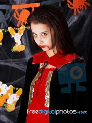 Girl In Vampire Costume Stock Photo