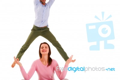 Girl Is Doing Yoga Stock Photo