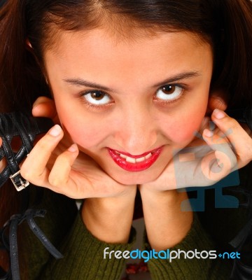 Girl Looking Happy Stock Photo