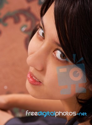 Girl Looking Up Stock Photo