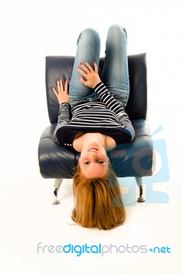 Girl Lying Face Down Stock Photo