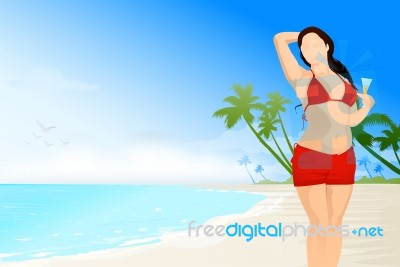 Girl On Beach Stock Image