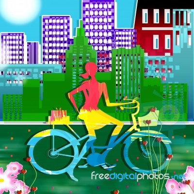 Girl On Bicycle Stock Image